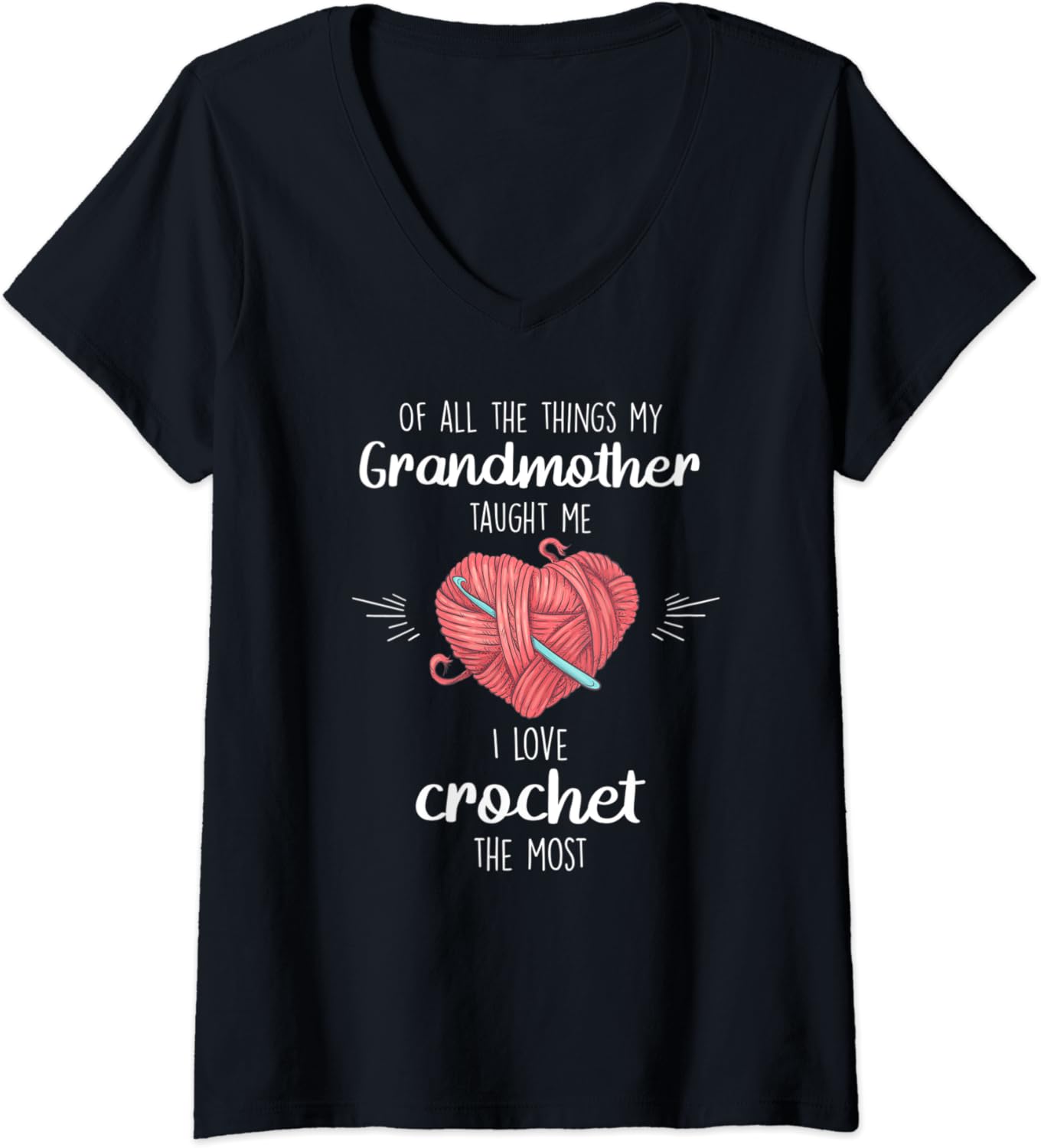 Tee Shirt J'aime Ma Maitresse Leclerc Femme J'aime ma grand-mère et le crochet T-Shirt avec Col en V: Amazon